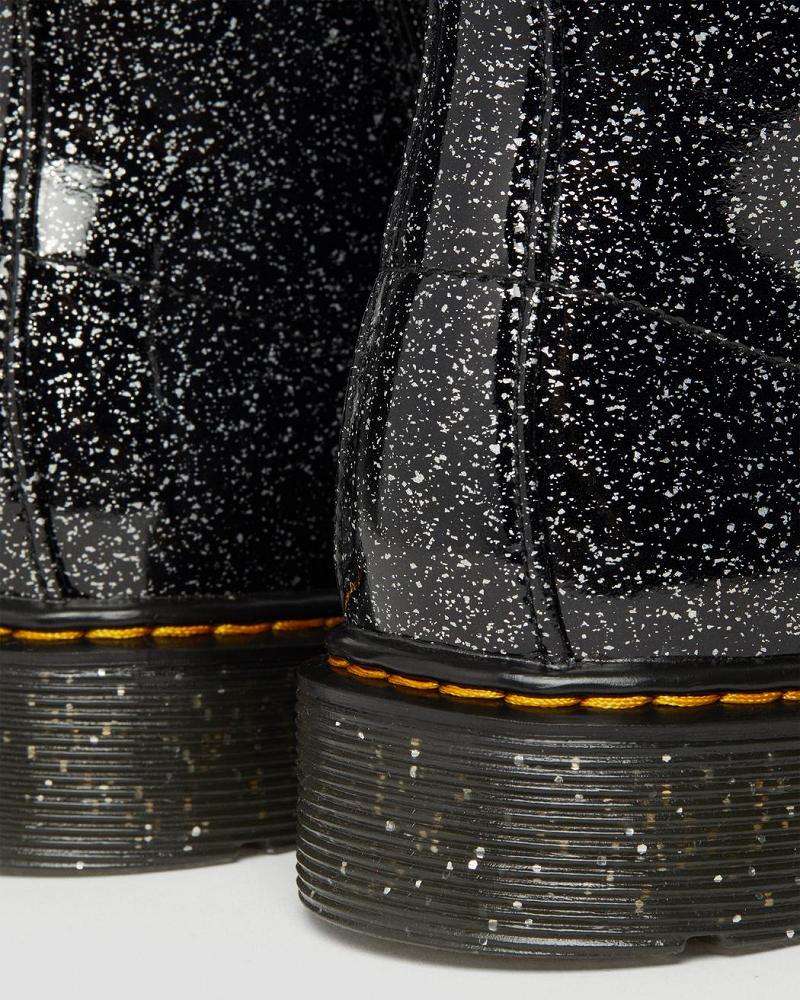 Black Kids' Dr Martens Youth 1460 Glitter Lace Up Boots | CA 707ILH